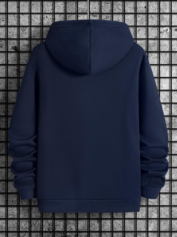 Cross Print Men's Hoodie with Drawstring Pocket, Regular Fit Long Sleeve Sweatshirt, Casual Men's Fashion for Spring & Fall Daily WearÂ
