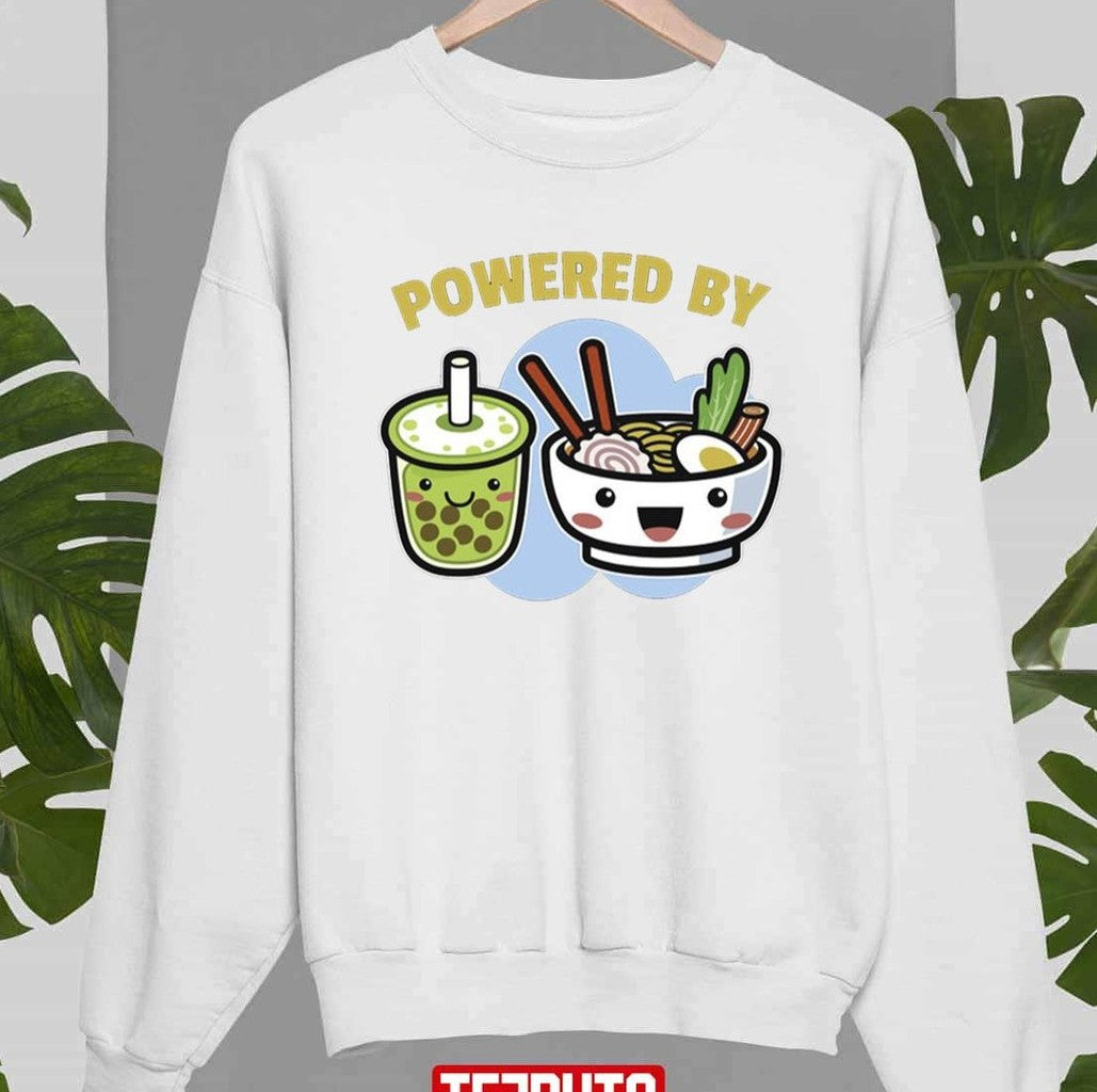 Powered By Bubble Tea Ramen Drink Lover Cute Kawaii Japanese Unisex T-Shirt