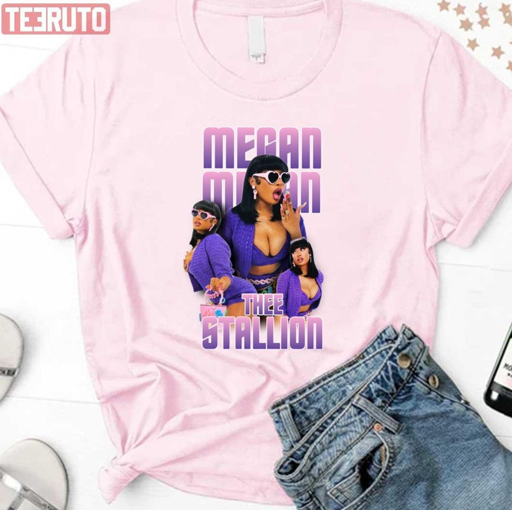 Sexy Rapper Megan Thee Stallion In Purple Retro Design Unisex Sweatshirt