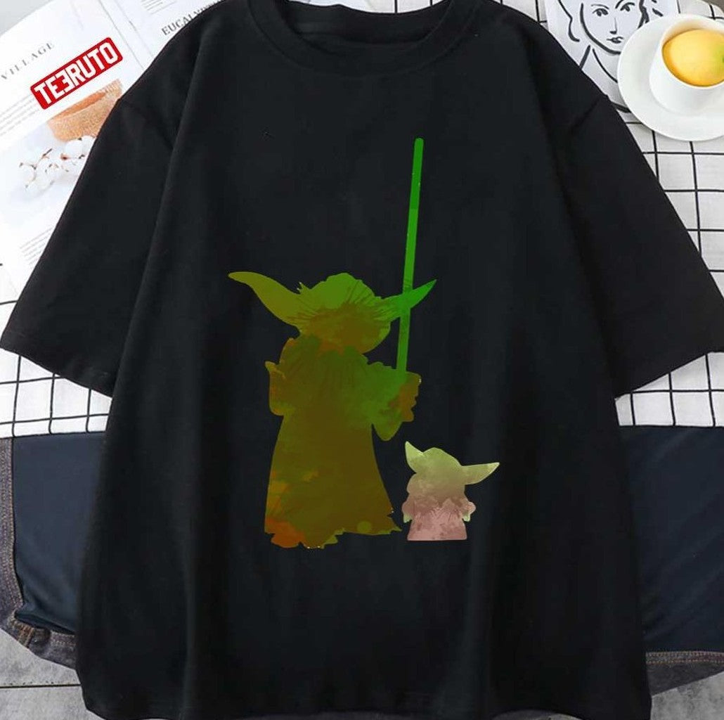 Baby And Elder Inspired Silhouette Yoda Grogu Star Wars Unisex T-Shirt
