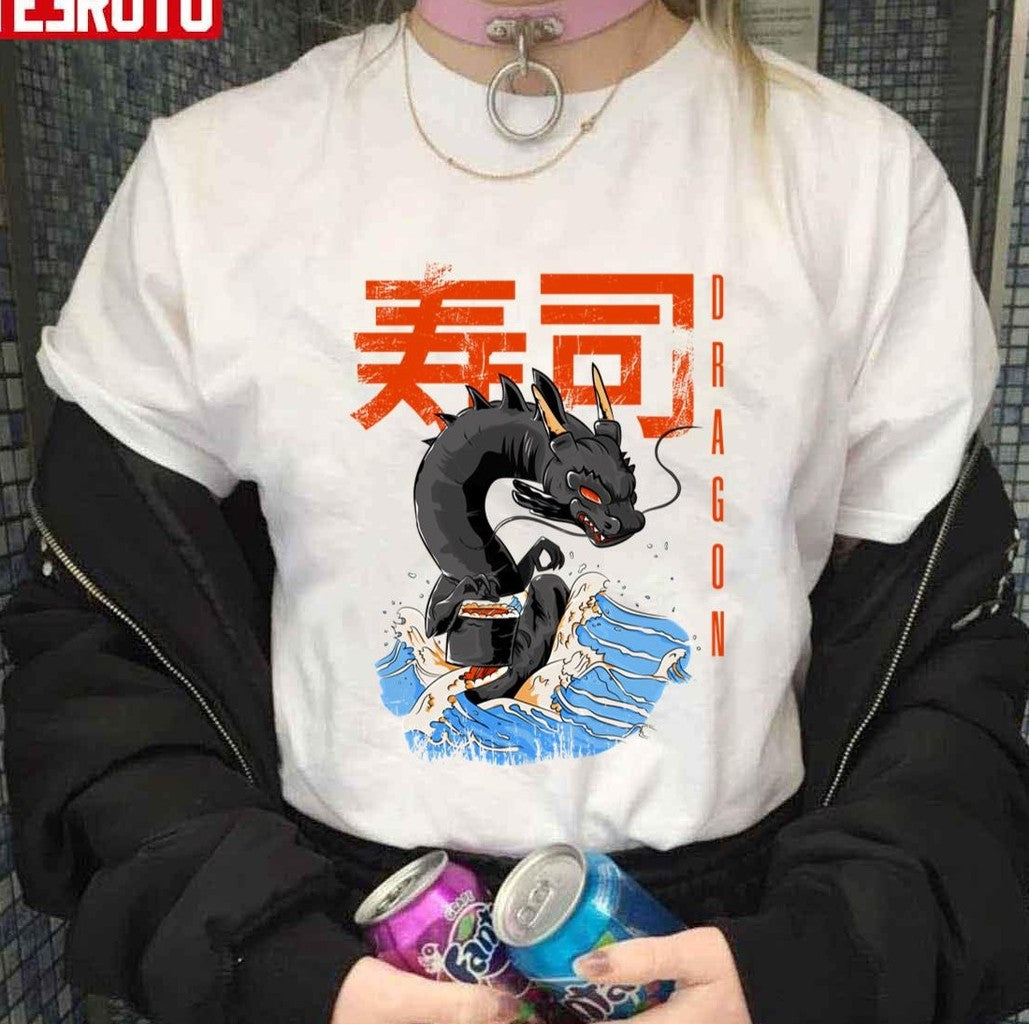 Anime Style Dragon Rolls Sushi Unisex Hoodie