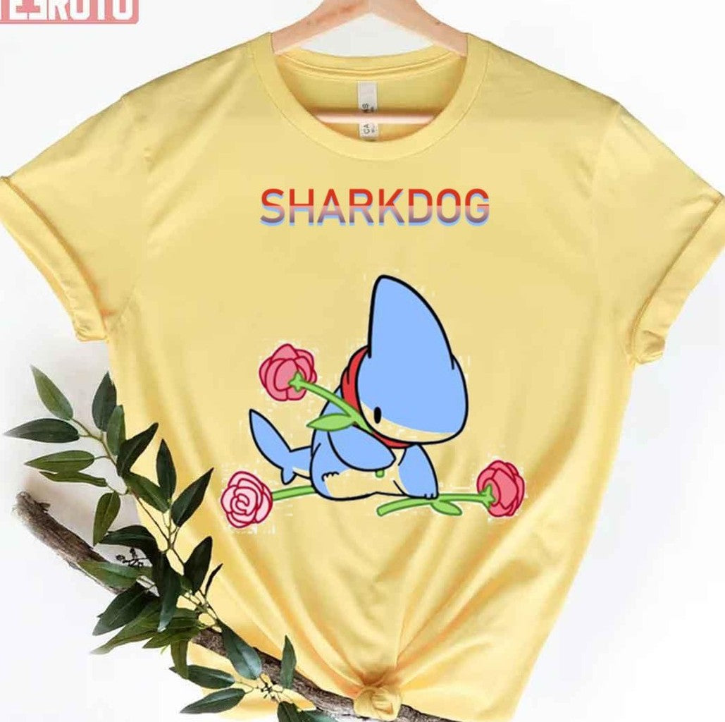 Sharkdog With Red Flowers Unisex T-Shirt