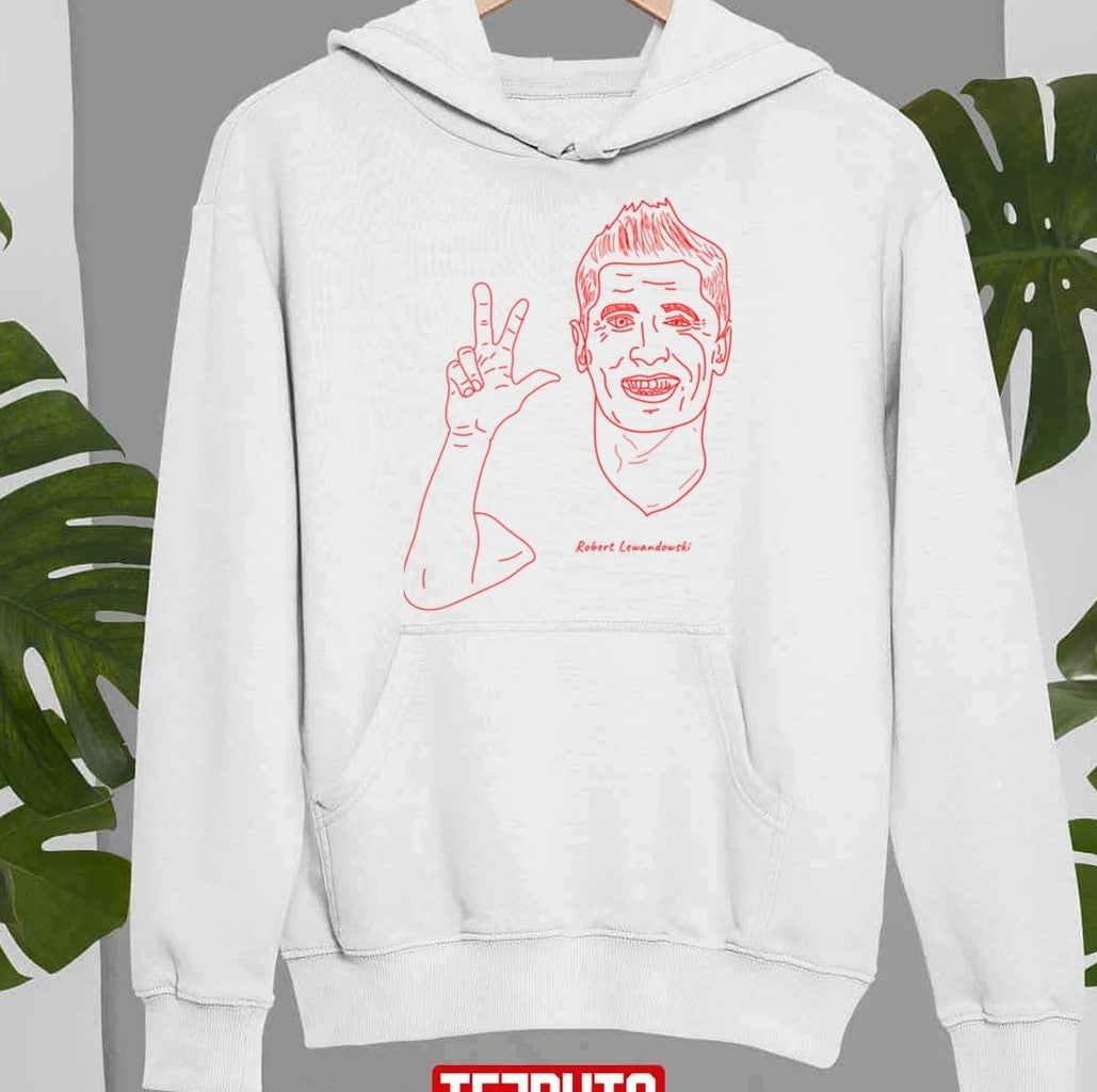 Robert Lewandowski Red Lineart Footballer Unisex Sweatshirt