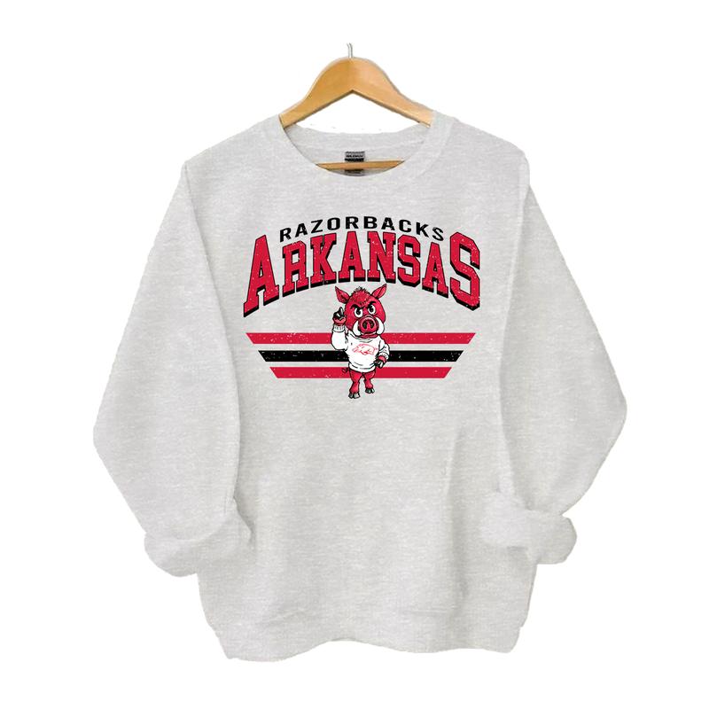 Retro NCAA College Football Mascot Crewneck Sweatshirt Classic Menswear Tops Cotton Sweaters Sport Fabric Casual Embroidered Hoodie