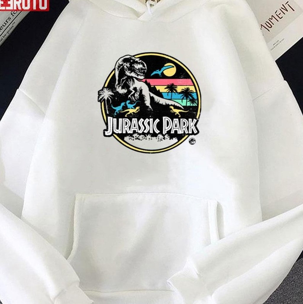 Retro Colored Jurassic Park Distressed Portrait Unisex Sweatshirt