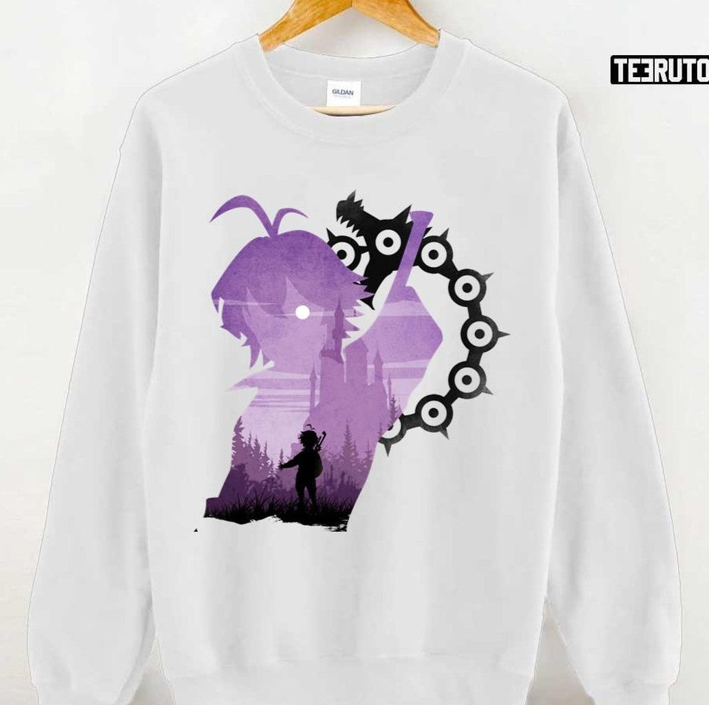 Purple Silhouette Meliodas The Seven Deadly Sins Animation Art Unisex T-Shirt