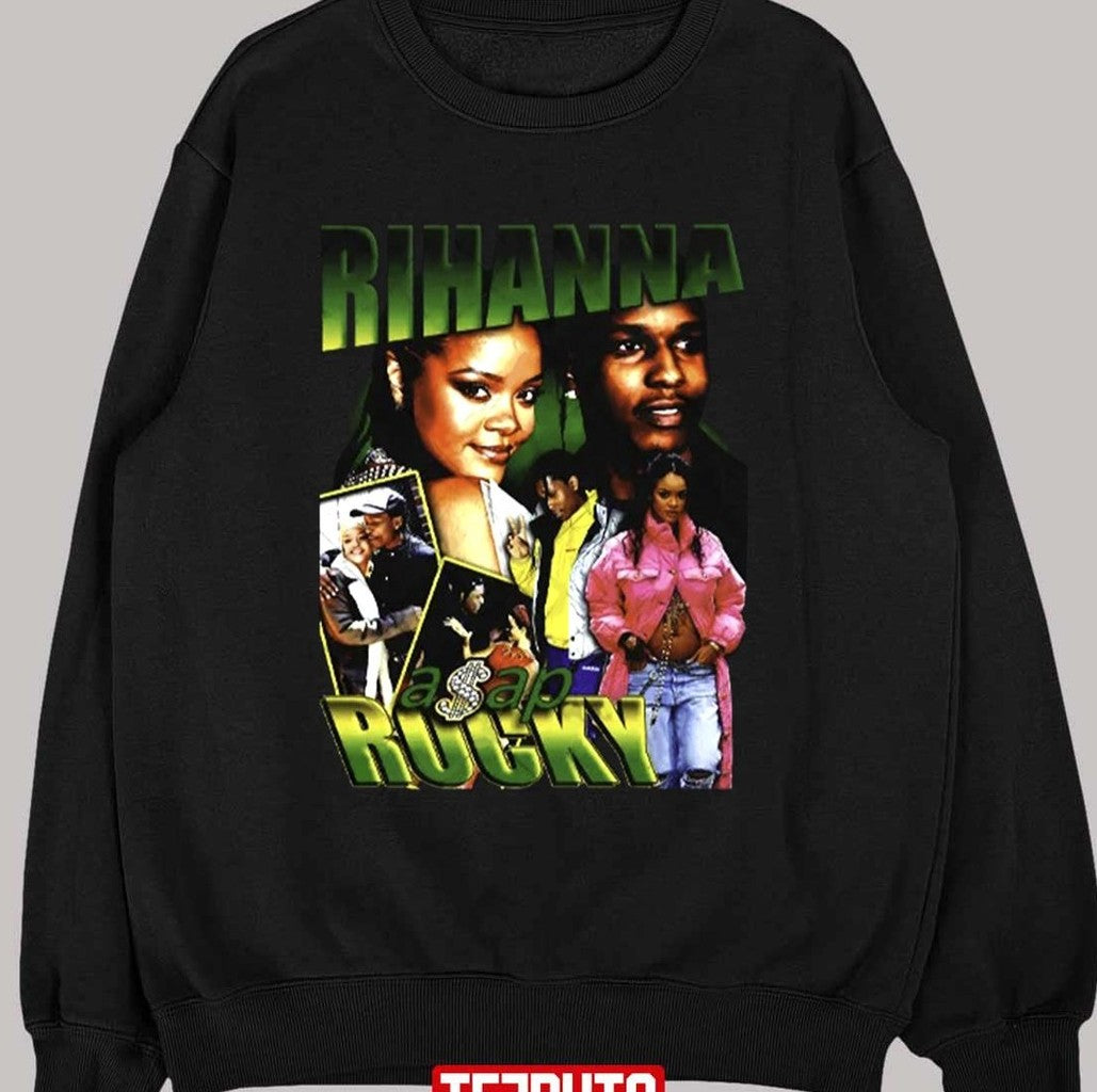 Rihanna Asap Rocky R&b Music Hip Hop Vintage 90s Bootleg Unisex T-Shirt