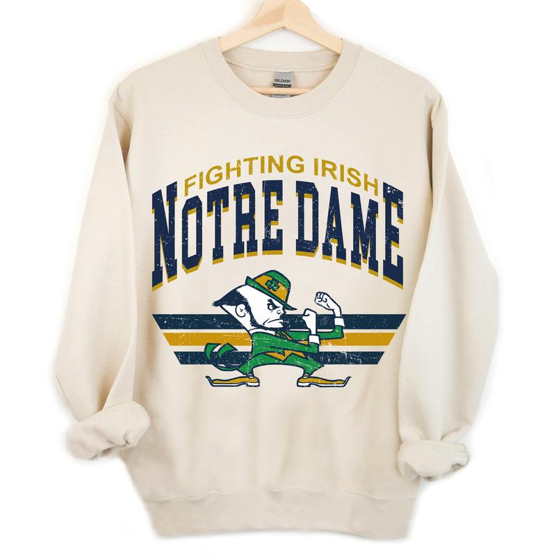 Notre Dame Fighting Irish Vintage Football Fashion NCAA Sweatshirt, The University of Notre Dame Unisex Vintage NCAA Sweatshirt, Classic Football Swea