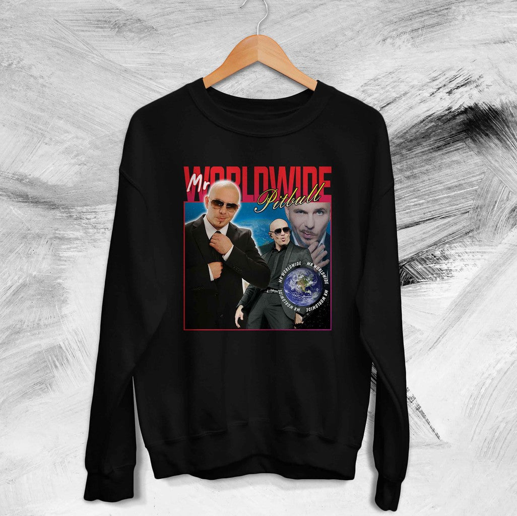 Mr Worldwide Homage Pitbull Music Inspired 90s Rap Vintage Graphic Bootleg Unisex Sweatshirt