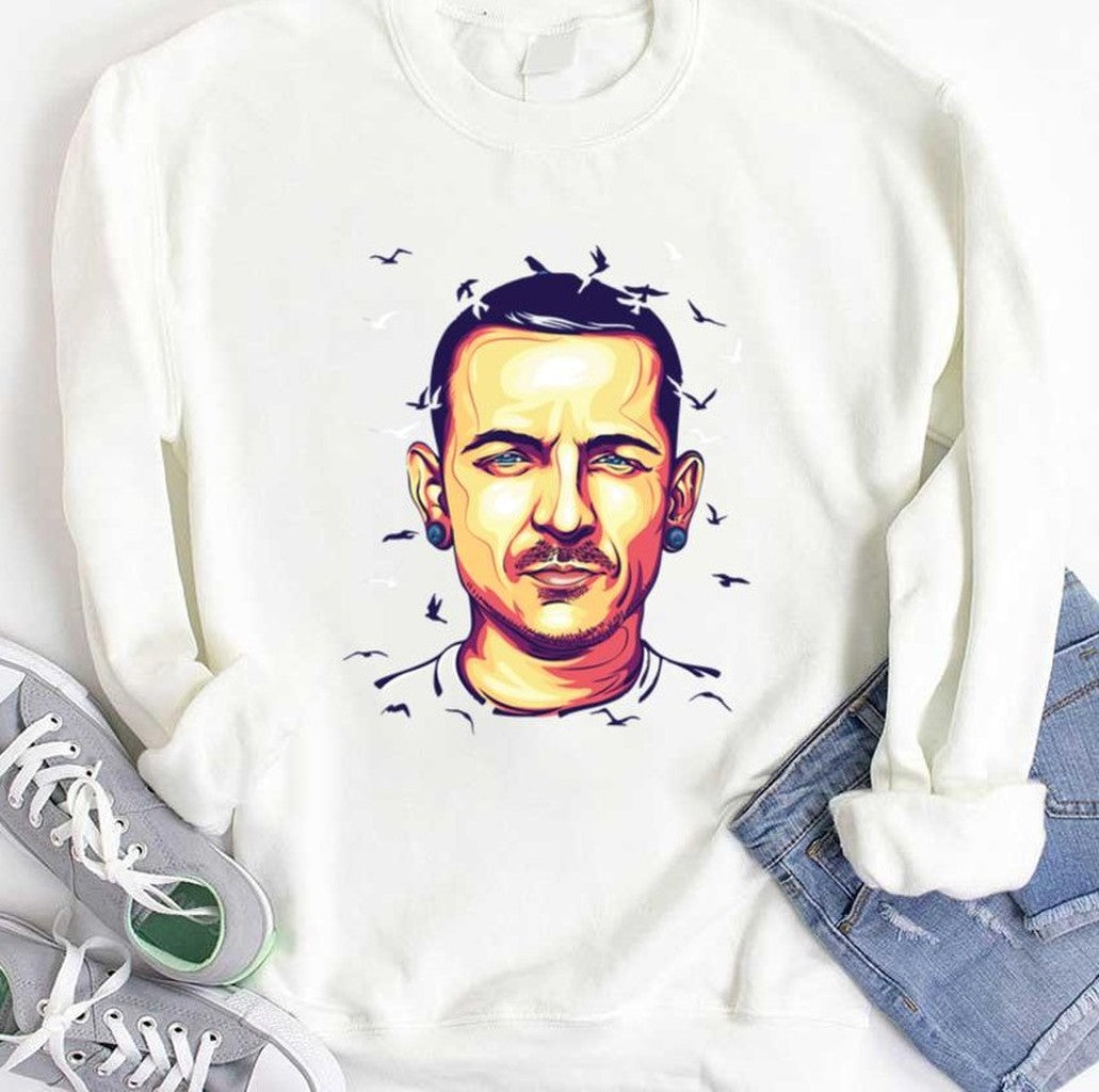 Rock Singer Linkin Park Chester Bennington Vector Art Unisex Hoodie