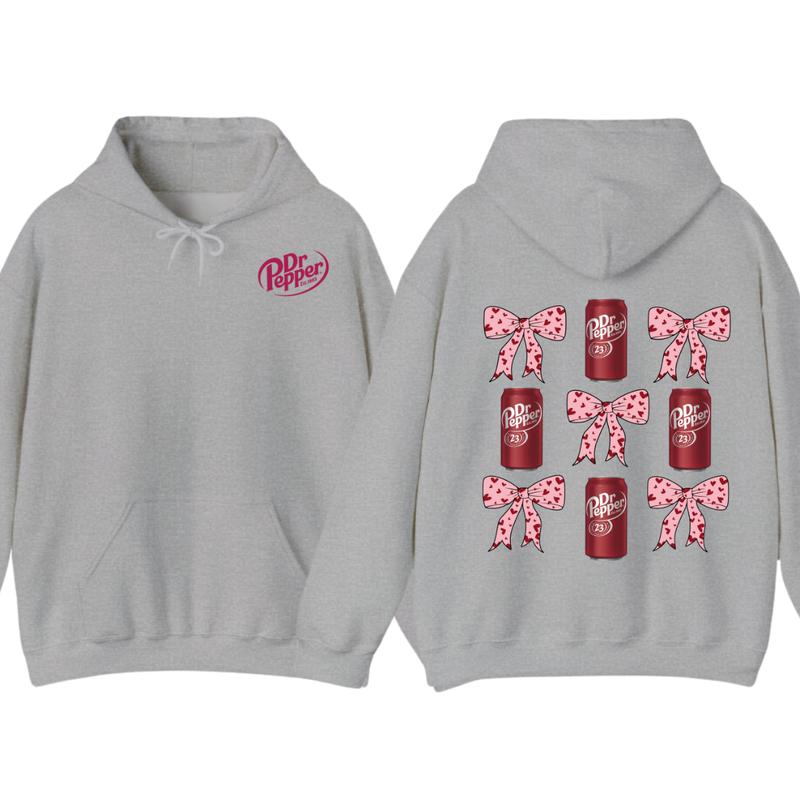 Dr Pepper Coquette Bow Pink T-Shirt Hoodie, Full color, unisex