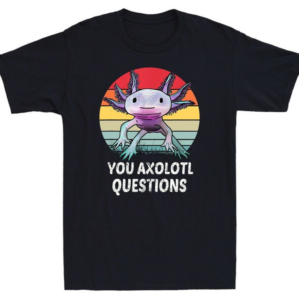 Retro 90s Axolotl Questions Funny Animal Lovers Unisex T-Shirt