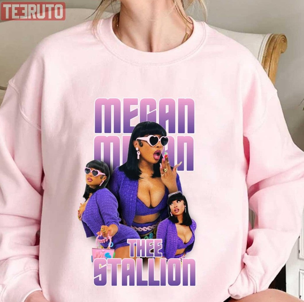 Sexy Rapper Megan Thee Stallion In Purple Retro Design Unisex Sweatshirt