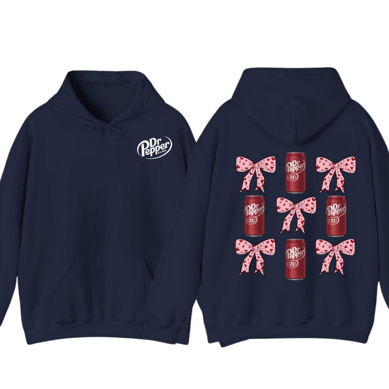 Dr Pepper Coquette Bow Pink T-Shirt Hoodie, Full color, unisex