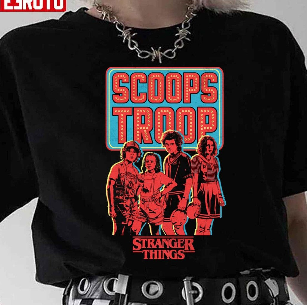 Stranger Things Scoops Troop Portrait Red Art Unisex Sweatshirt