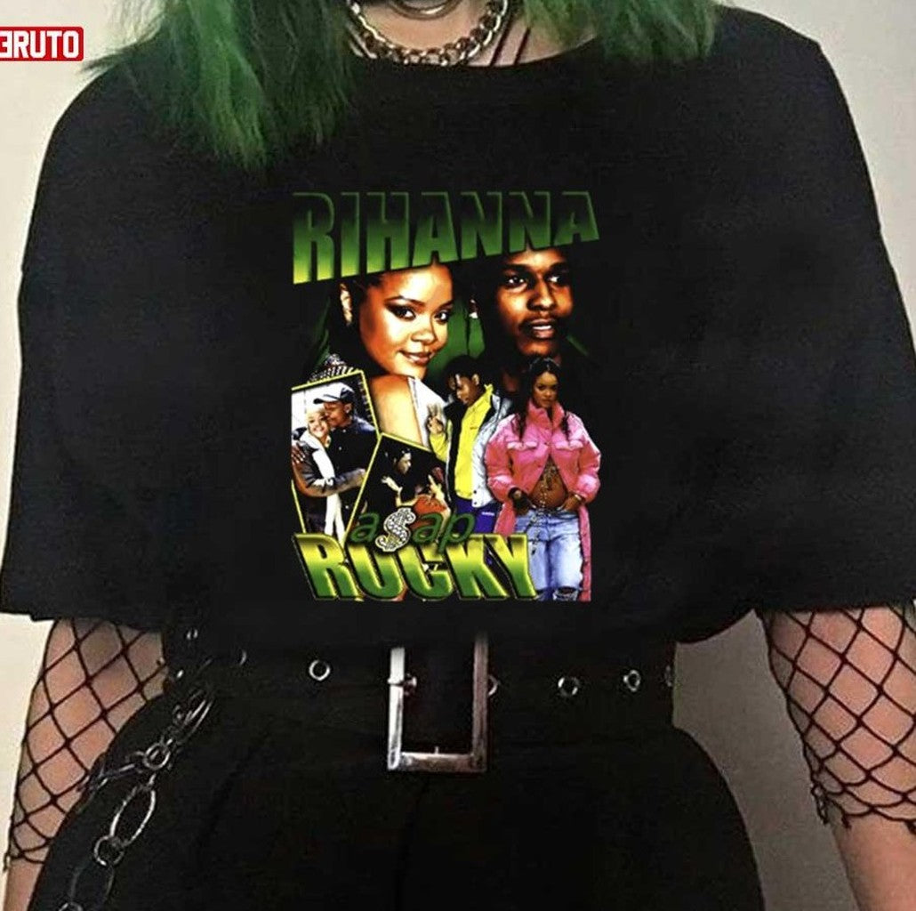 Rihanna Asap Rocky R&b Music Hip Hop Vintage 90s Bootleg Unisex T-Shirt