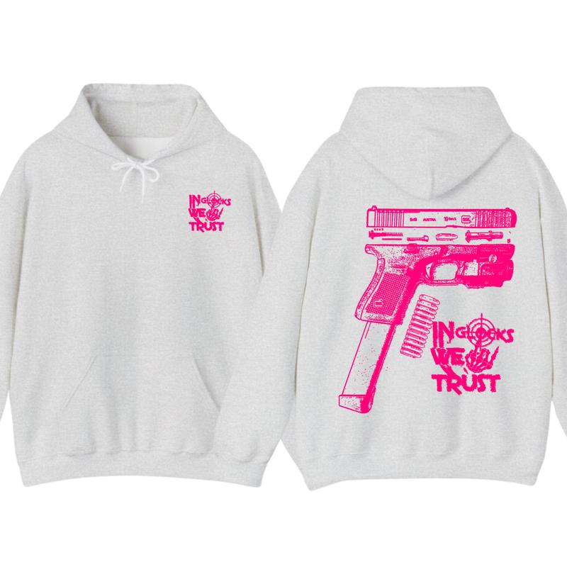 NEW Design Glock ,In Glock We Trust Skeleton 2 Side Hoodie & tshirt ,Unisex Hoodie, Men's & Women's Tops, Glock Hoodie ,Glock Pink Color ,For Her,For Him
