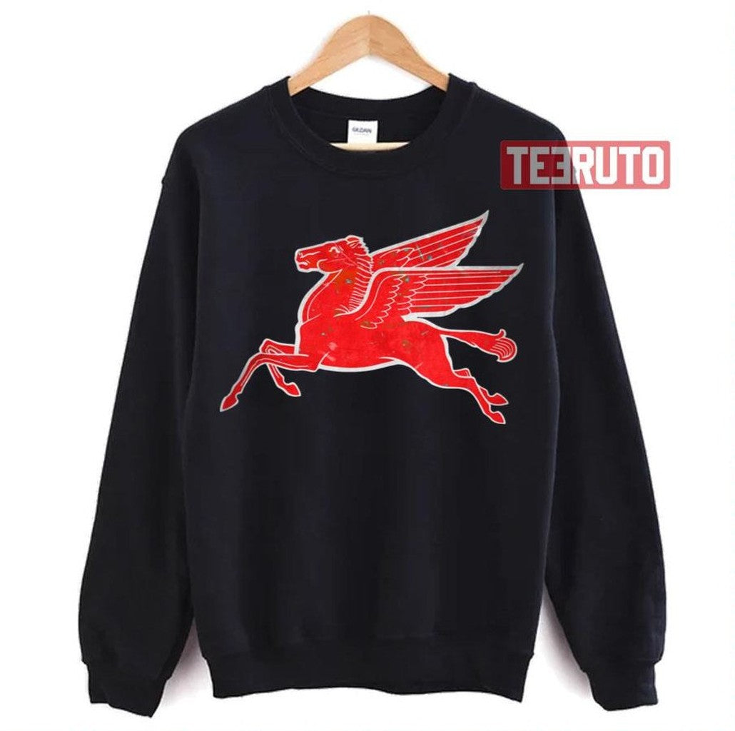 Red Pegasus Distressed Version Facing Left Unisex T-Shirt