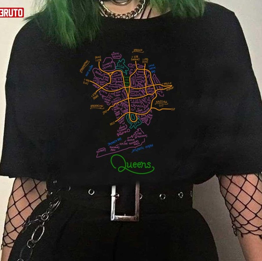 Queens Maps Design Unisex T-Shirt