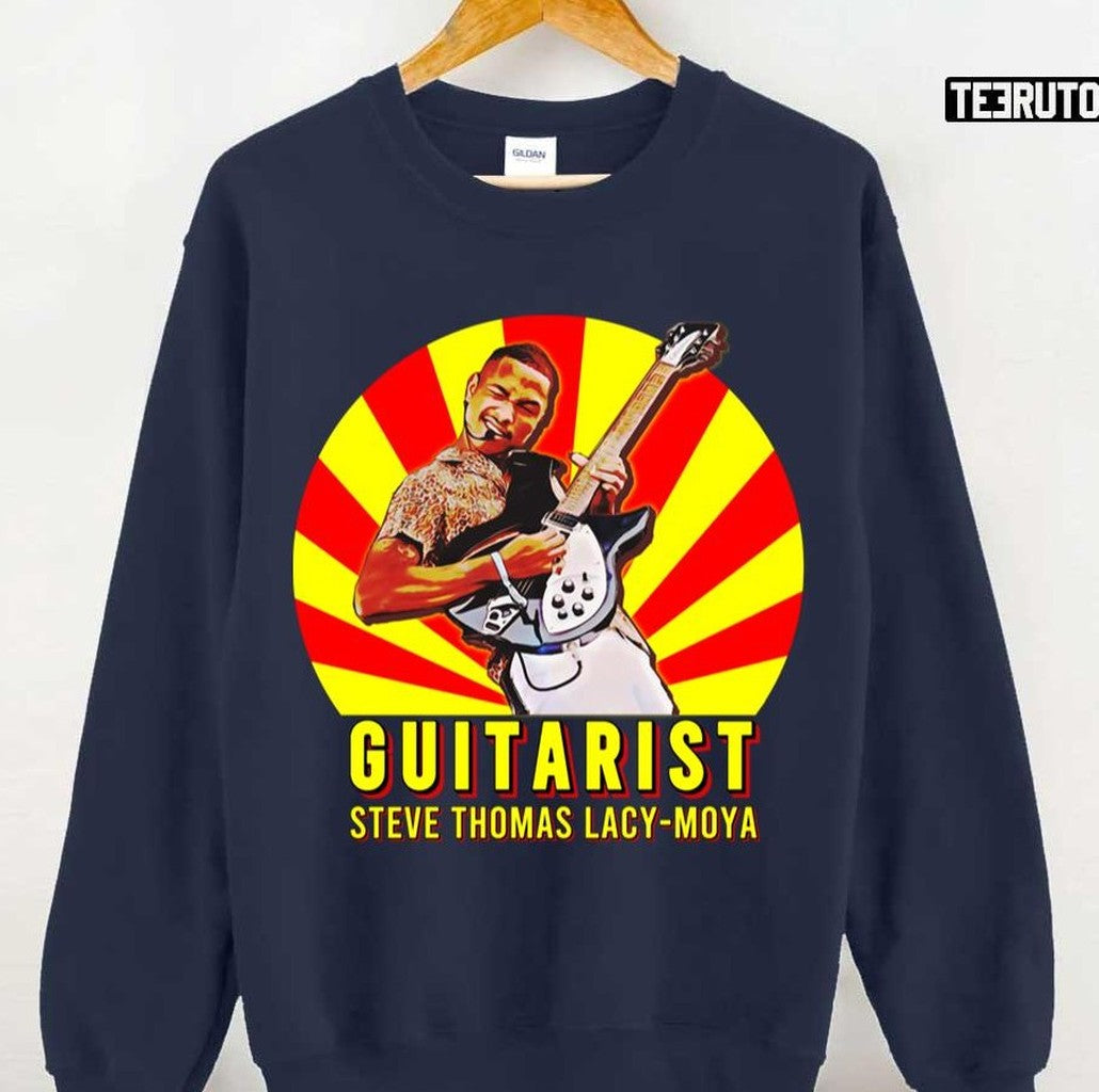 Steve Lacy Guitarist Text Retro Drawing Red Yellow Sunset Unisex T-shirt