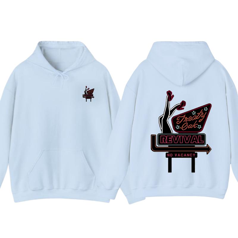 Treaty Oak Revival hoodie, Retro Neon Sign, Inspired Design With Bold Graphics Menswear Sweaters Tops Wetsuit Casual Long Sleeve Pullover