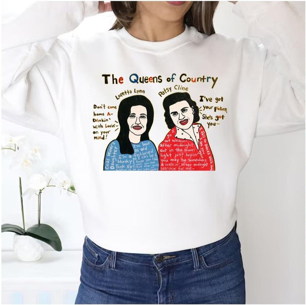 Queens Of Country Folk Art Patsy Cline And Loretta Lynn Unisex Sweatshirt