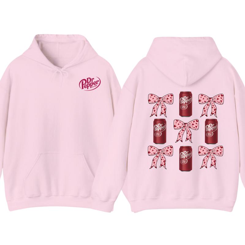Dr Pepper Coquette Bow Pink T-Shirt Hoodie, Full color, unisex