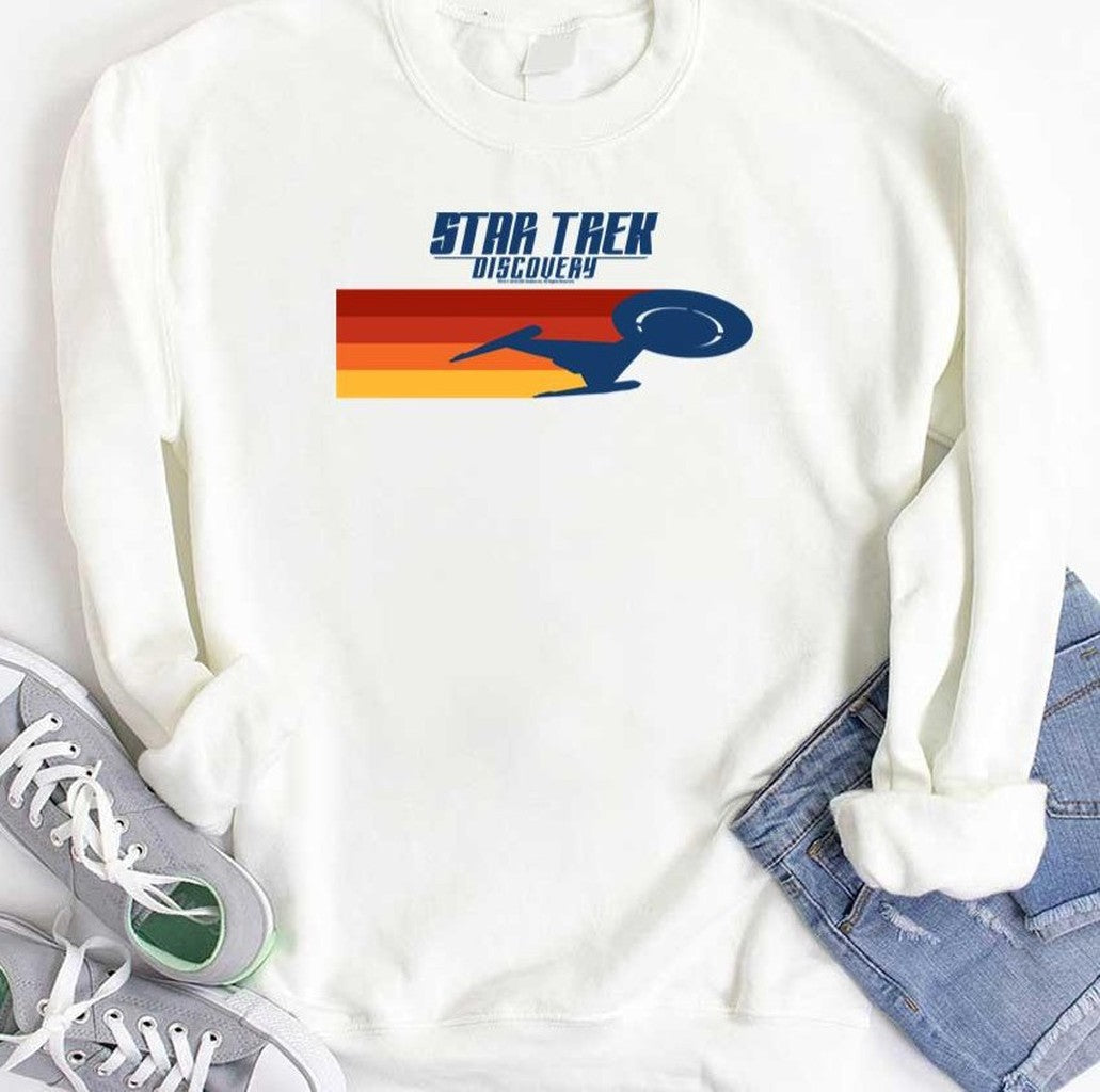 Star Trek Discovery Retro Striped Ship Silhouette Unisex T-Shirt