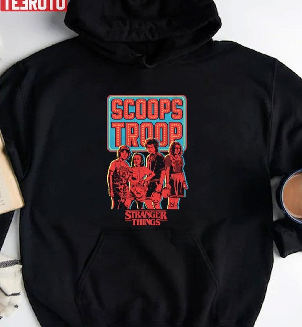 Stranger Things Scoops Troop Portrait Red Art Unisex Sweatshirt