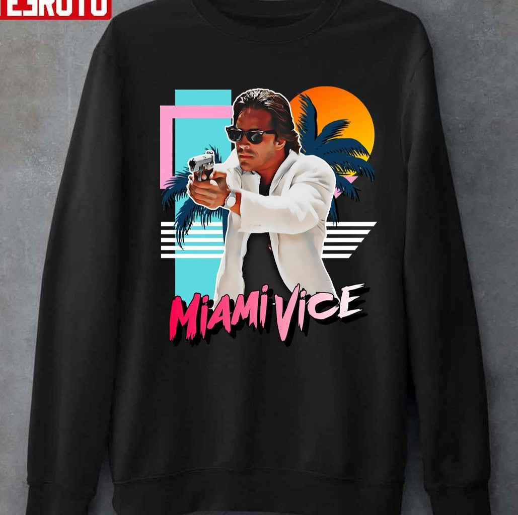Retro Miami Vice 80s Sonny Crockett Tribute Unisex T-shirt