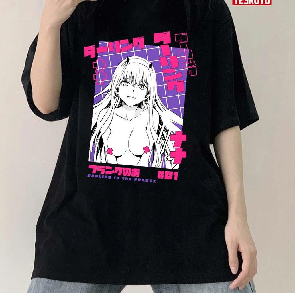 Anime Zero Two Waifu Censored Unisex T-Shirt