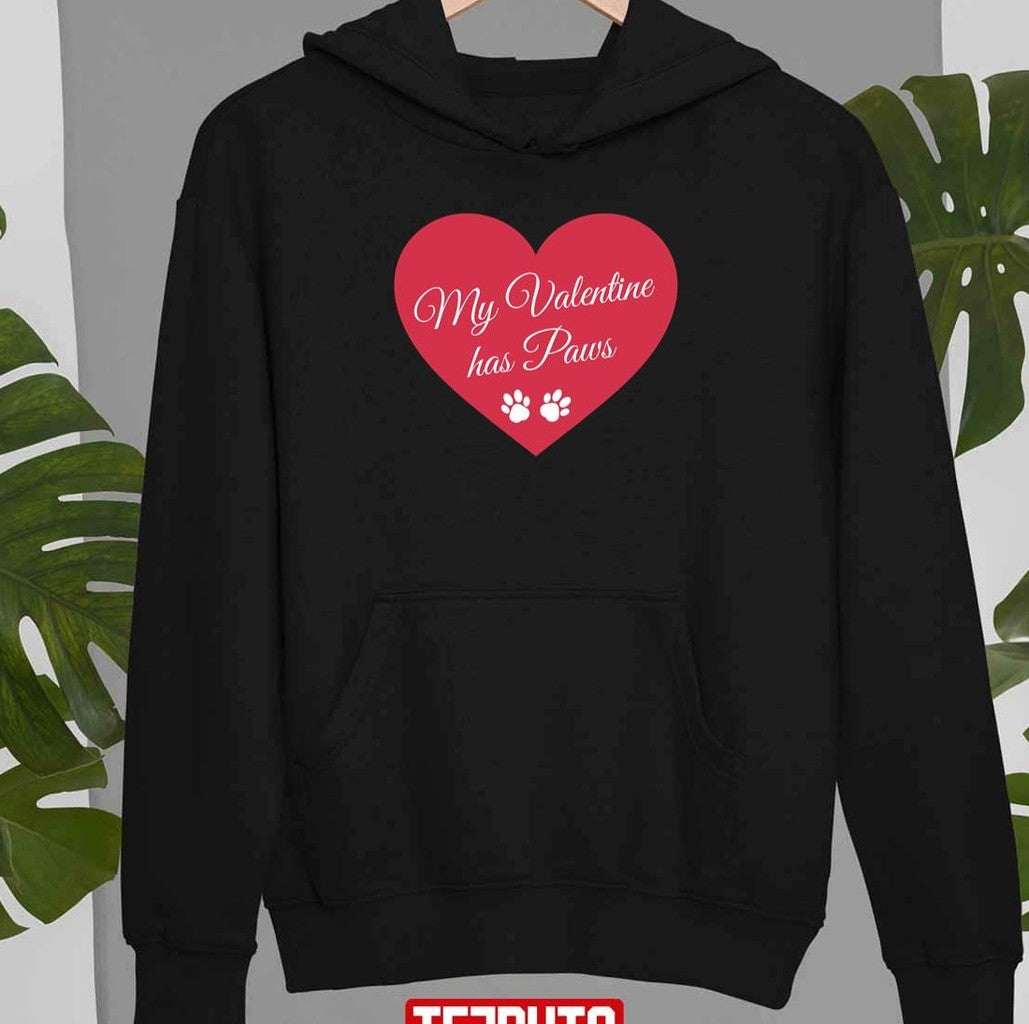 My Valentine Has Paws Red Heart Unisex Sweatshirt