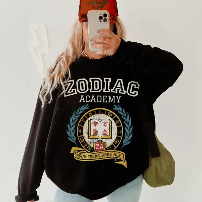 Zodiac Academy Varsity Sweatshirt, Gift for Book Lover, Bookworm Crewneck Gift for Her, Bookish Merch, Booktok Shirt, Gifts for Women Cotton Womenswea