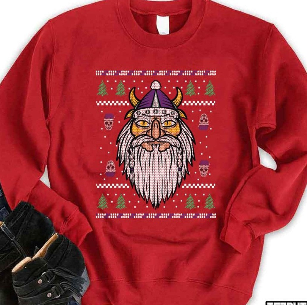 Purple And Gold Viking Christmas Sweater Style Unisex T-Shirt