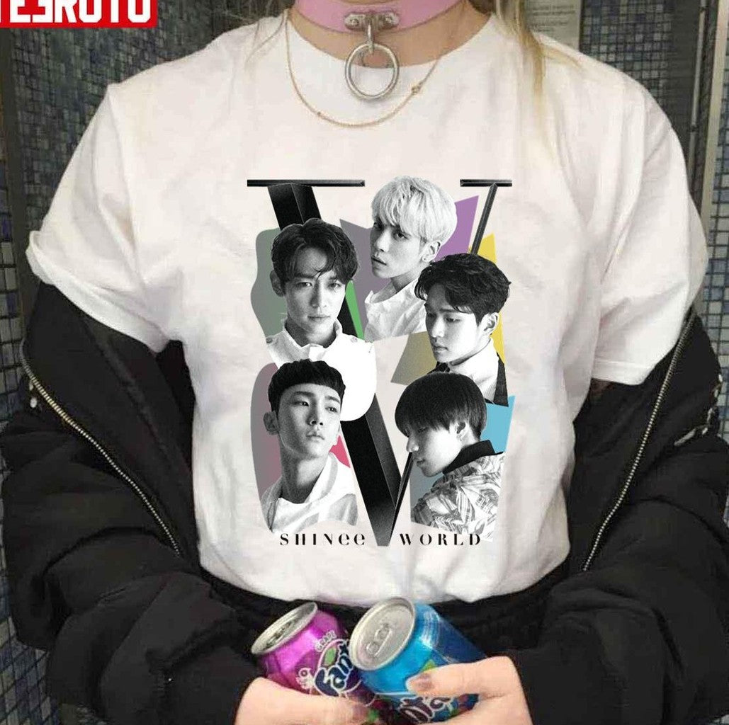 Shinee Tour Shinee World Kpop Band OT5 5 Members Unisex T-shirt