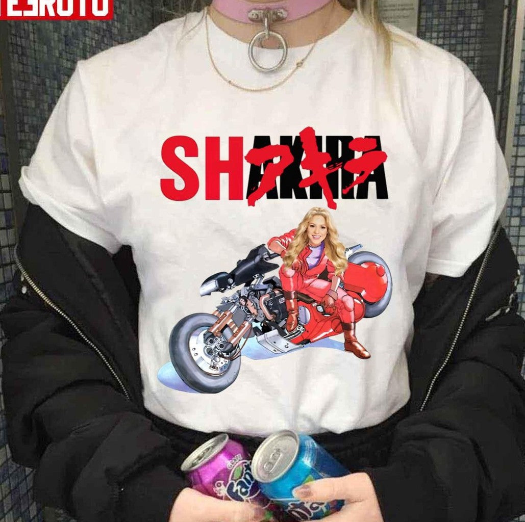 Beautiful Motorcyclist Shakira Akira Inspired Unisex T-shirt