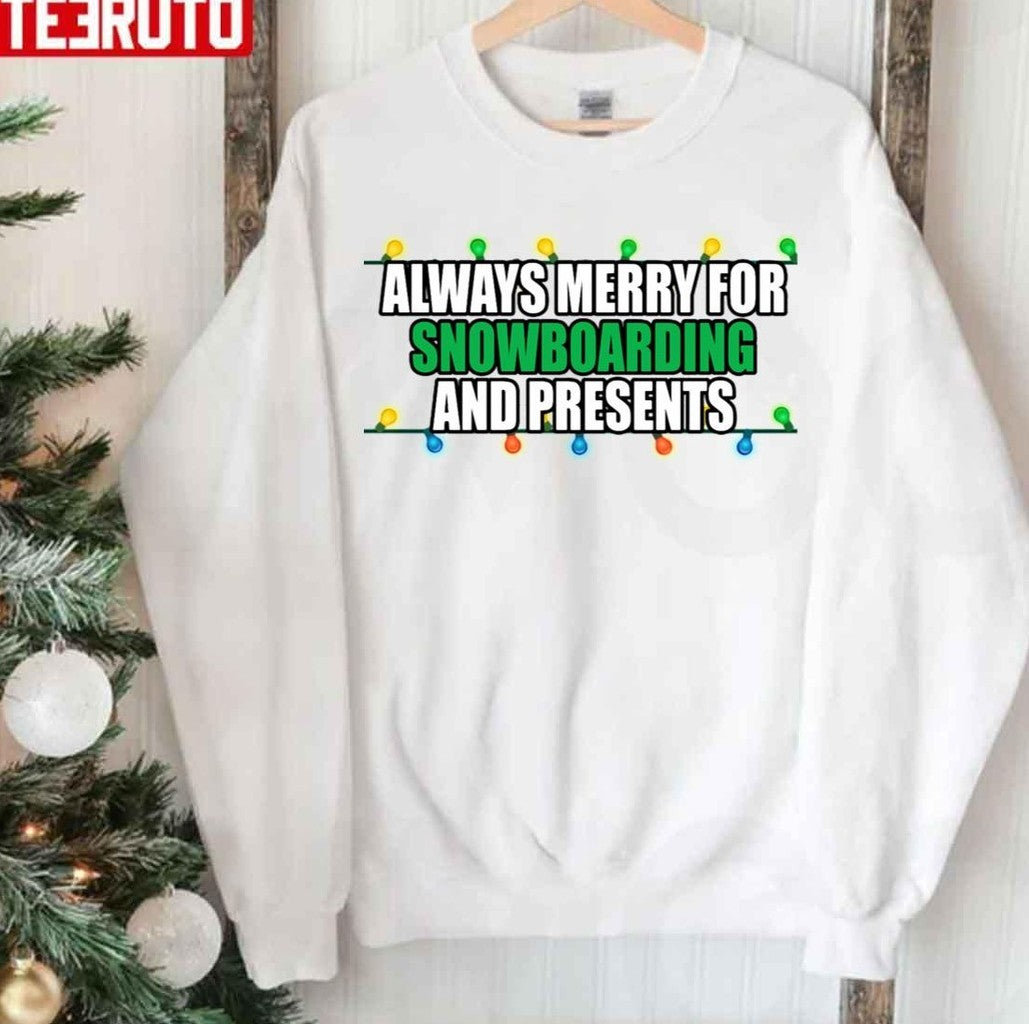 Snowboarding Christmas Colored Lights Unisex Sweatshirt