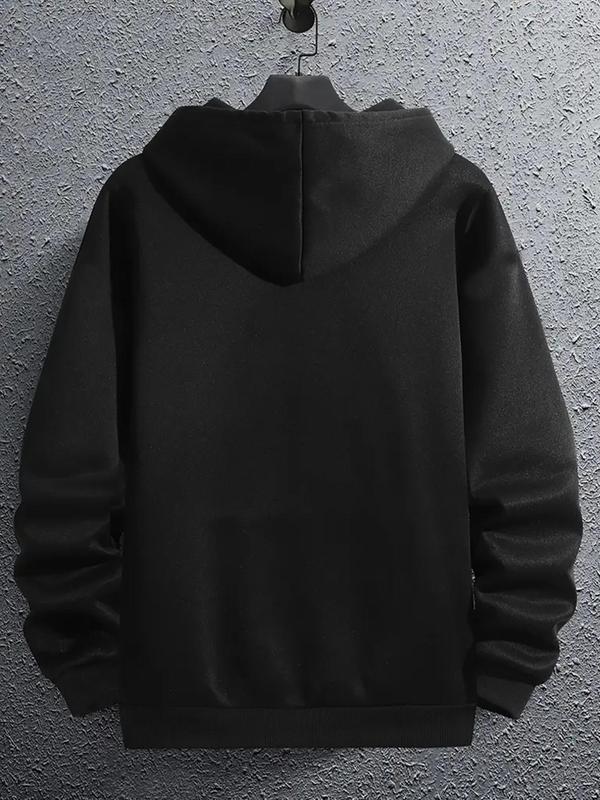 Letter Print Men's Casual Hoodie with Drawstring Pockets, Regular Fit Sweatshirt, 2000s Y2K Clothes for Fall & Winter, Fashionable WearÂ