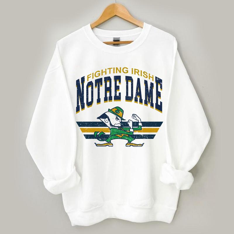 Notre Dame Fighting Irish Vintage Football Fashion NCAA Sweatshirt, The University of Notre Dame Unisex Vintage NCAA Sweatshirt, Classic Football Swea