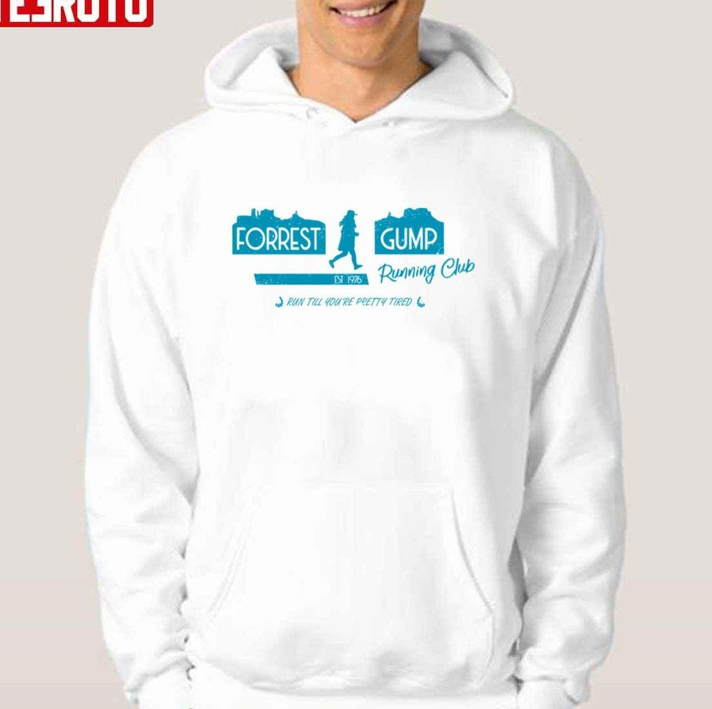 Run Till You're Pretty Tired Forrest Gump Running Club Blue Unisex Hoodie