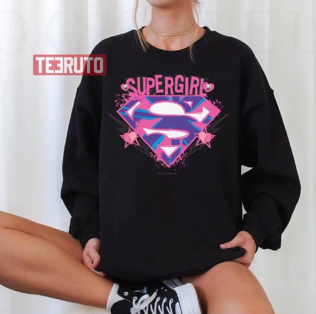 Pink And Purple Grunge Logo Supergirl Unisex T-Shirt