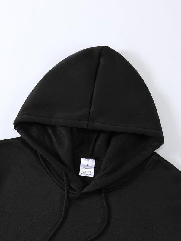 Men's Heart Print Drawstring Hoodie with Pocket, Casual Long Sleeve Sweatshirt for Men's Fall & Winter, Daily Valentine's Day WearÂ