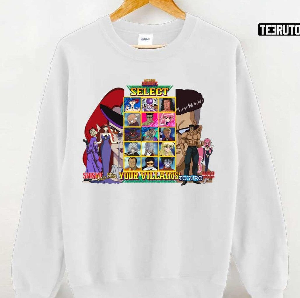 Queen Beryl Vs Toguro Select Your 90s Villains Anime Unisex T-shirt