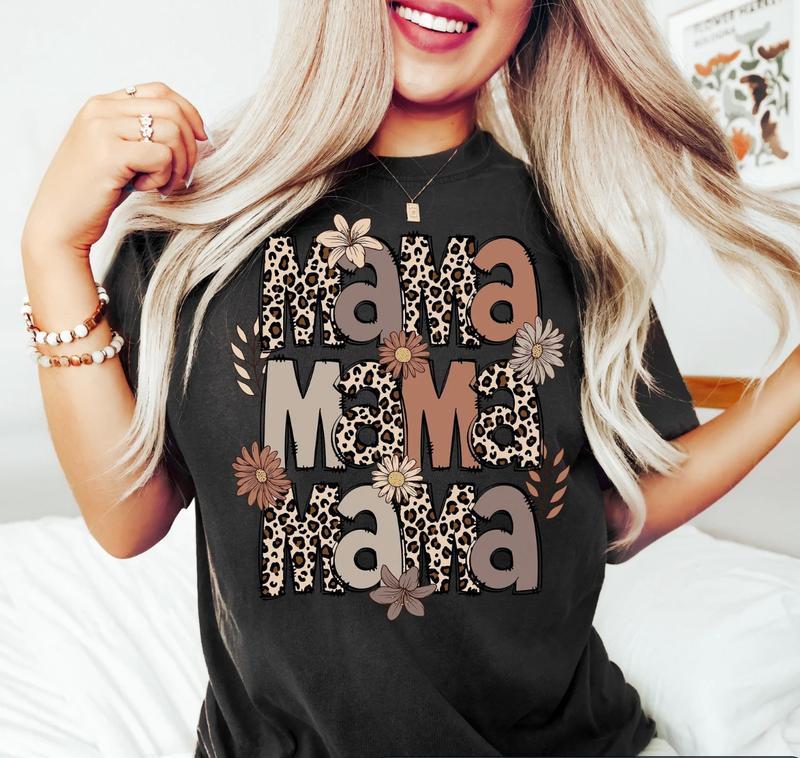 Leopard Mama Shirt, Mothers Day Shirt, Retro Mama Shirt, Mother’s Day Gift, Mom Life Shirt, Motherhood Shirt, Mom Sweatshirt, Gift For Mama Menswear Top Underwear Tshirt Streetwear Man Tropical Crewneck Shortsleeve Round Neck Casual