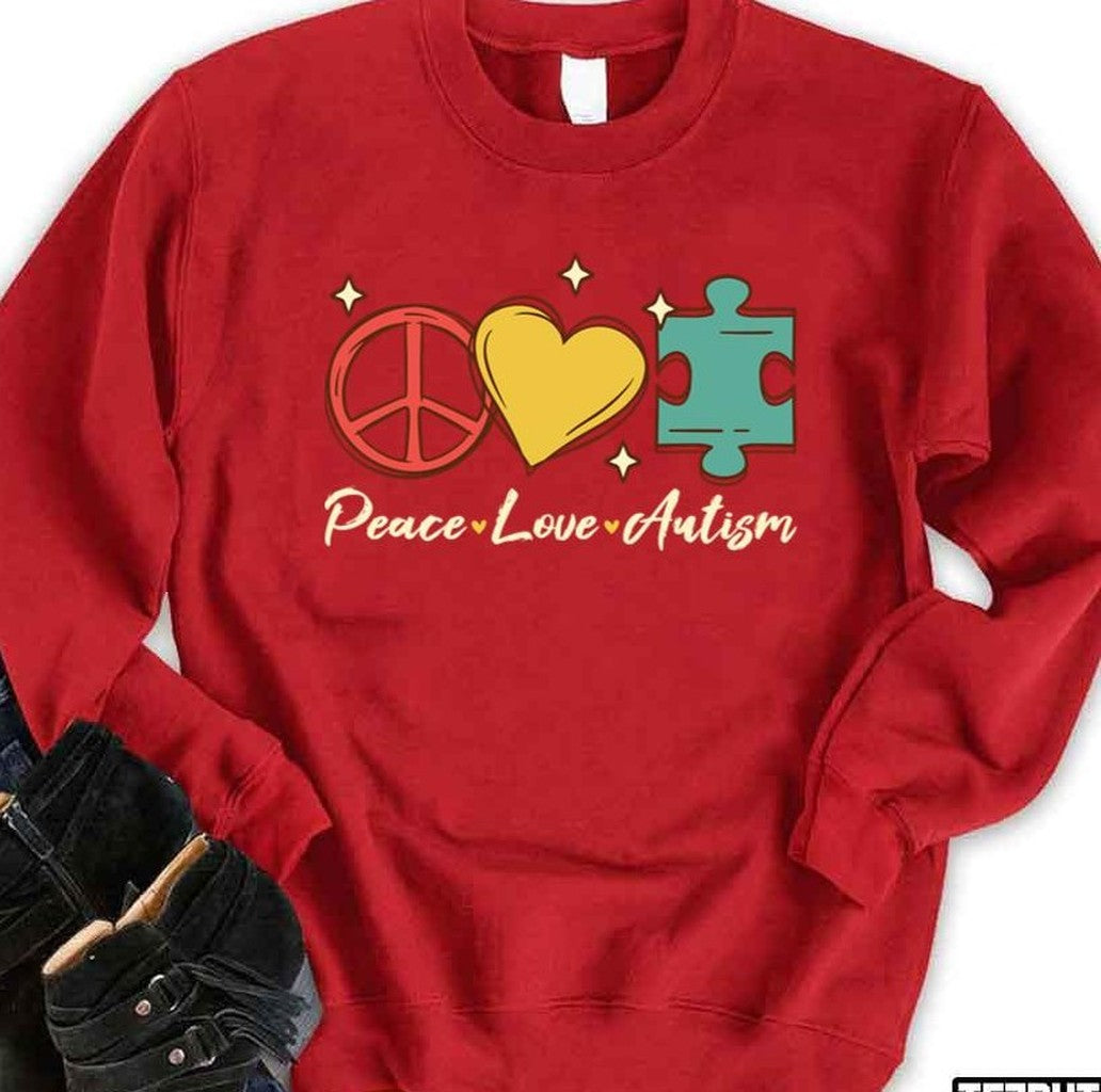 Peace Love Autism Neurodiversity And Adhd Awareness Unisex T-shirt