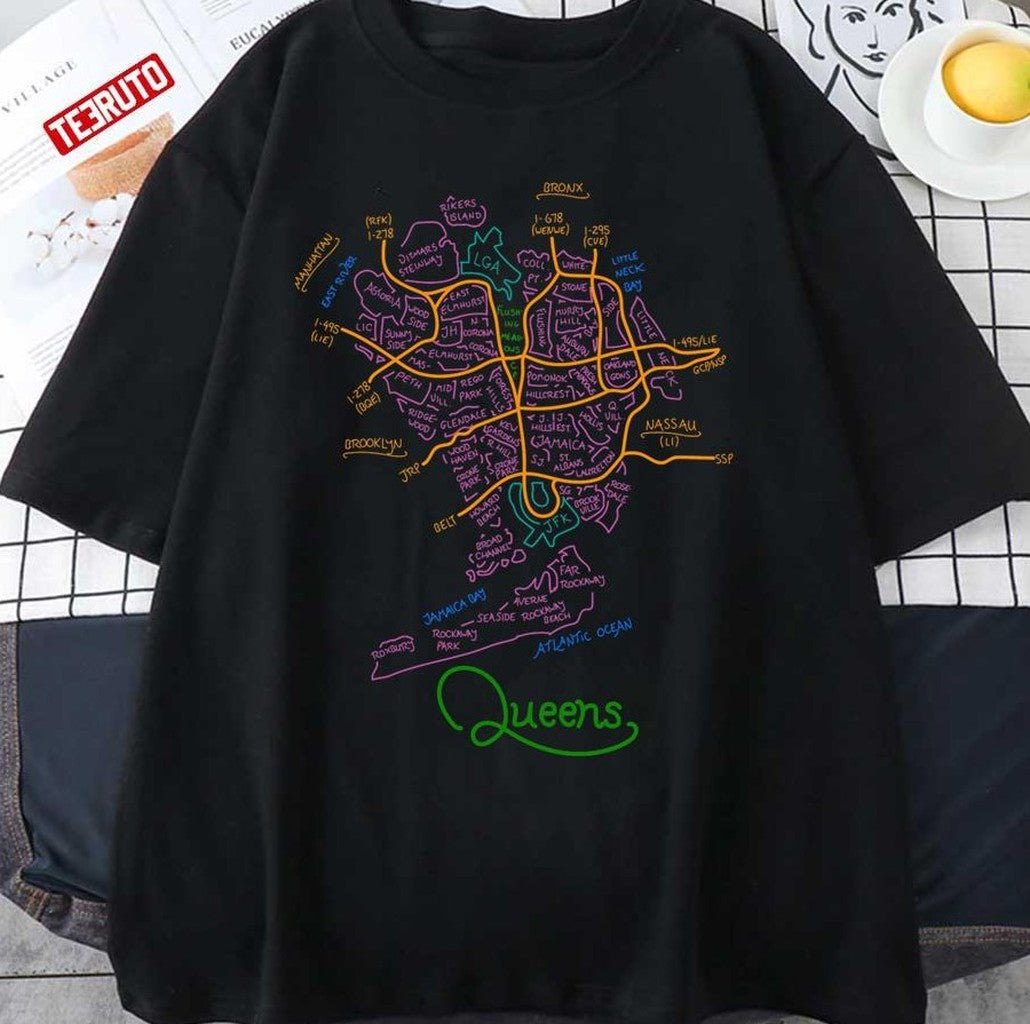 Queens Maps Design Unisex T-Shirt