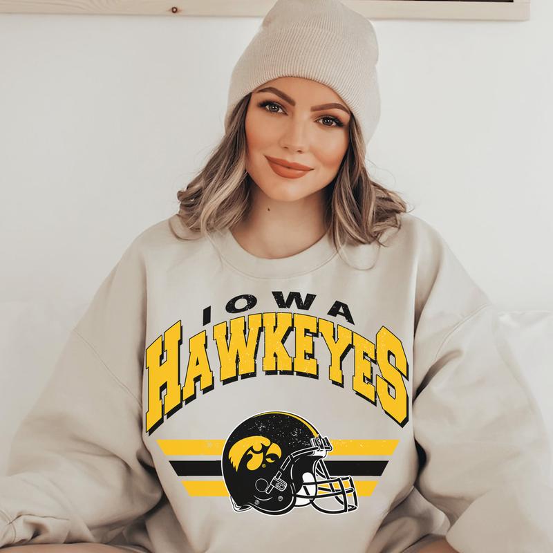 20. University of Iowa Vintage Football Sweatshirt, Hawkeyes Fan Gear, NCAA Game Day Apparel for Sports Enthusiasts