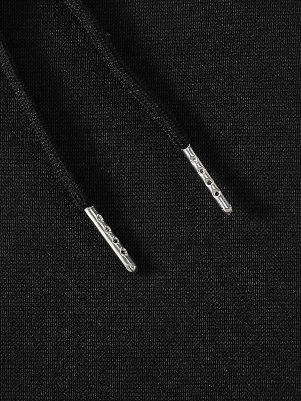 Essentials Hoodie with Slogan Print for Men, Drop Shoulder Design with Drawstring Pockets, Regular Fit, Spring & Fall Fashion WearÂ