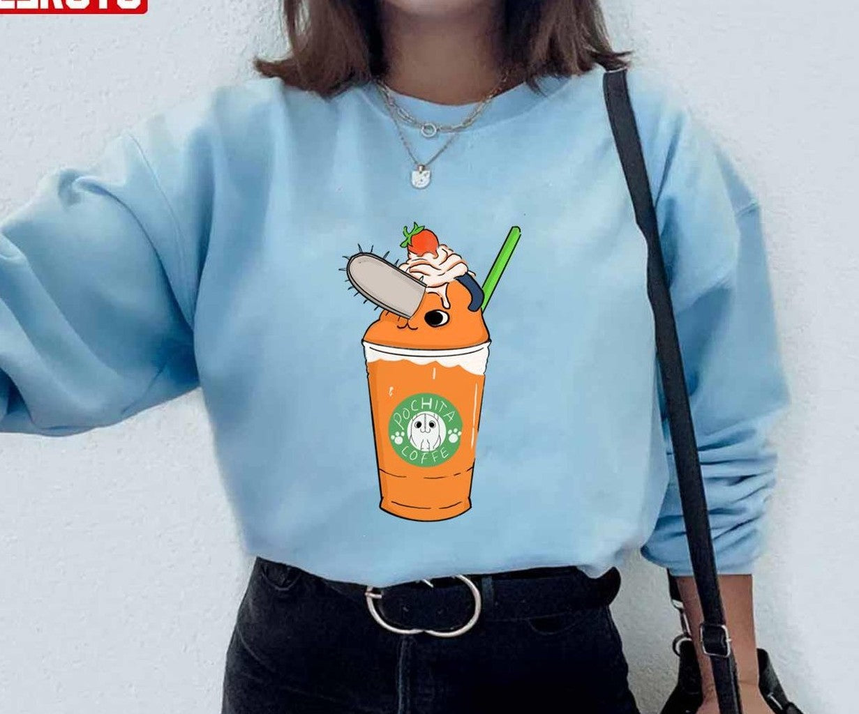 Anime Starbucks Pochita Chainsaw Man Coffee Unisex Hoodie