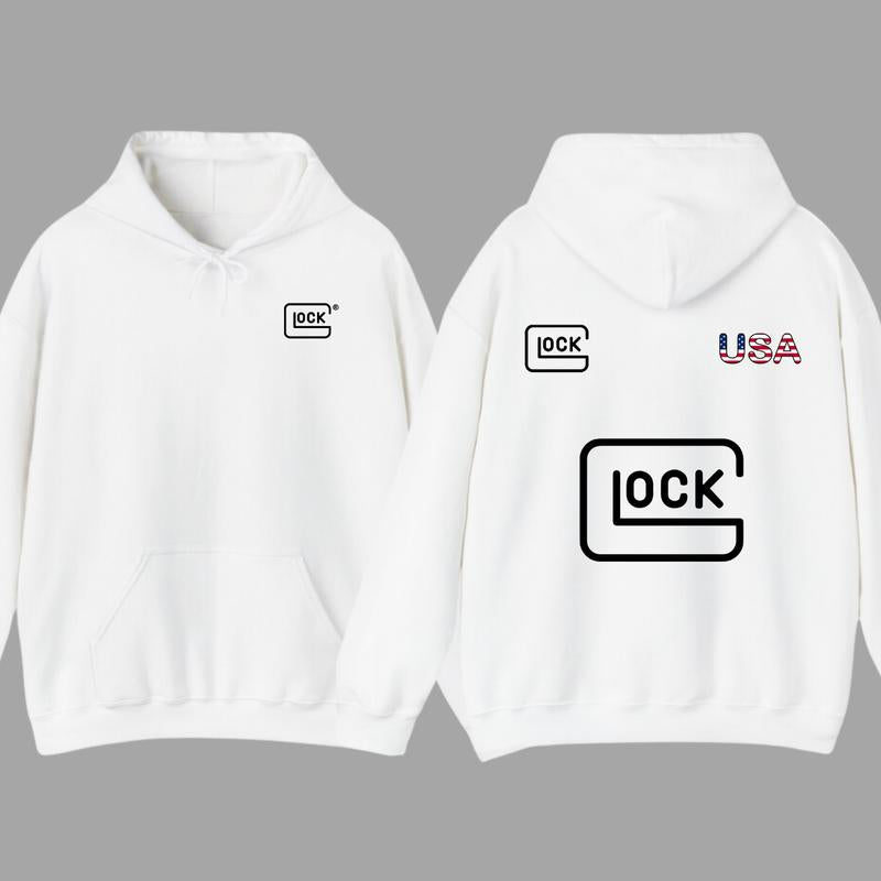 Glock Hoodie with USA Flag Design for Men, Classic Fit - Classic